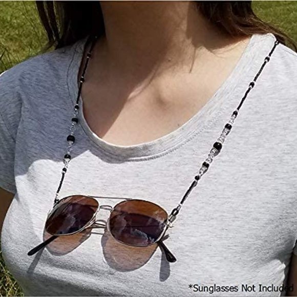 Classic Black Beaded Eyeglass or Sunglass Chain Holder, 28 inches - Picture 5 of 6